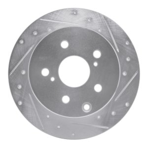 Lexus HS250H Brake Rotor (1) - Rear Right - R1 Concepts - Drilled & Slotted - Silver - `06-`18